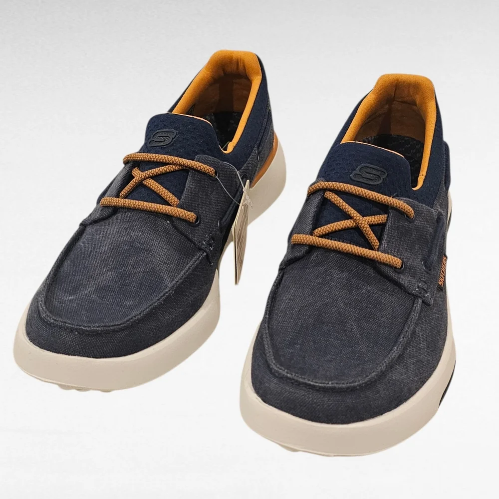 Skechers Bellinger Garmo Slip-on Comfort Boat Shoe Navy Blue Size 7